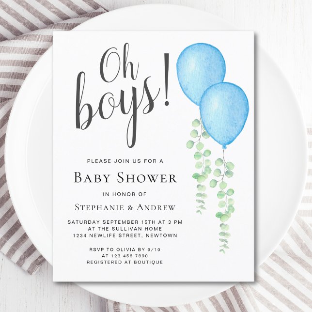 Lámina Invitación a Baby Shower de gemelos de globos de p (Subido por el creador)