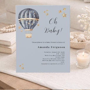 Lámina Invitación a Baby Shower de globo aerostático