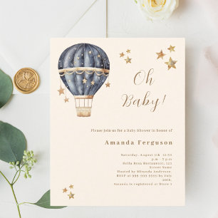 Lámina Invitación a Baby Shower de globo aerostático