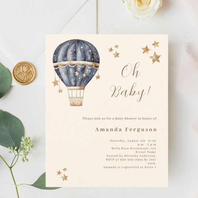 Lámina Invitación a Baby Shower de globo aerostático (Subido por el creador)