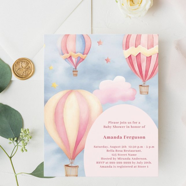 Lámina Invitación a Baby Shower de globos de aire calient (Subido por el creador)