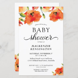 Lámina Invitación a Baby Shower de Golden Poppy elegante 
