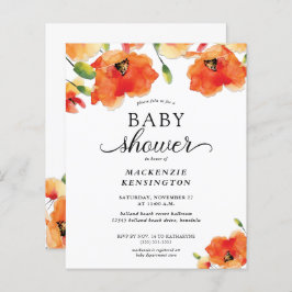 Lámina Invitación a Baby Shower de Golden Poppy elegante 