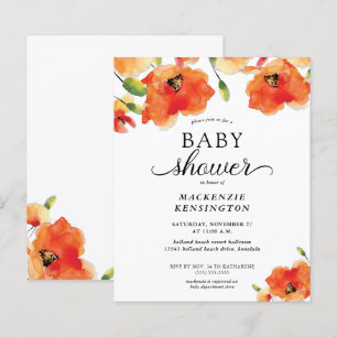 Lámina Invitación a Baby Shower de Golden Poppy elegante 