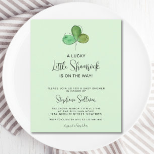 Lámina Invitación a Baby Shower de Green Shamrock Budget