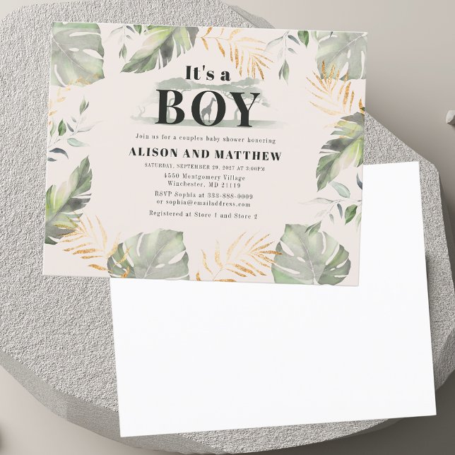 Lámina Invitación a Baby Shower de Jungle Giraffe Boy (Jungle Giraffe Boy Baby Shower Invitation)