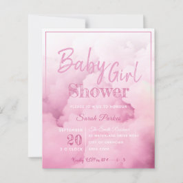 Lámina Invitación a Baby Shower de la bebé de la nube ros