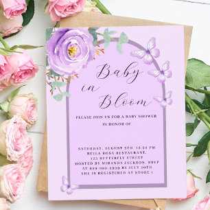 Lámina Invitación a Baby Shower de la mariposa púrpura Ba