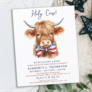 Lámina Invitación a Baby Shower de la vaca patriótica de