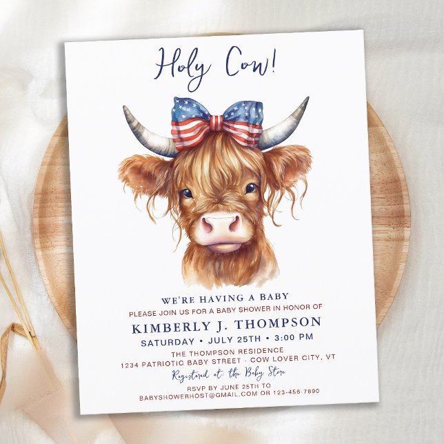 Lámina Invitación a Baby Shower de la vaca patriótica de  (Subido por el creador)