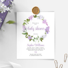 Lámina Invitación a Baby Shower de las flores de Lilac ru