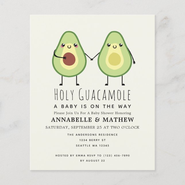 Lámina Invitación a Baby Shower de las Parejas Guacamole  (Anverso)