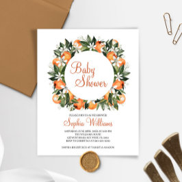 Lámina Invitación a Baby Shower de Naranja de presupuesto
