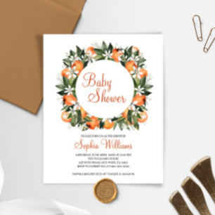 Lámina Invitación a Baby Shower de Naranja de presupuesto