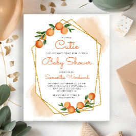 Lámina Invitación a Baby Shower de naranja Little Cutie C