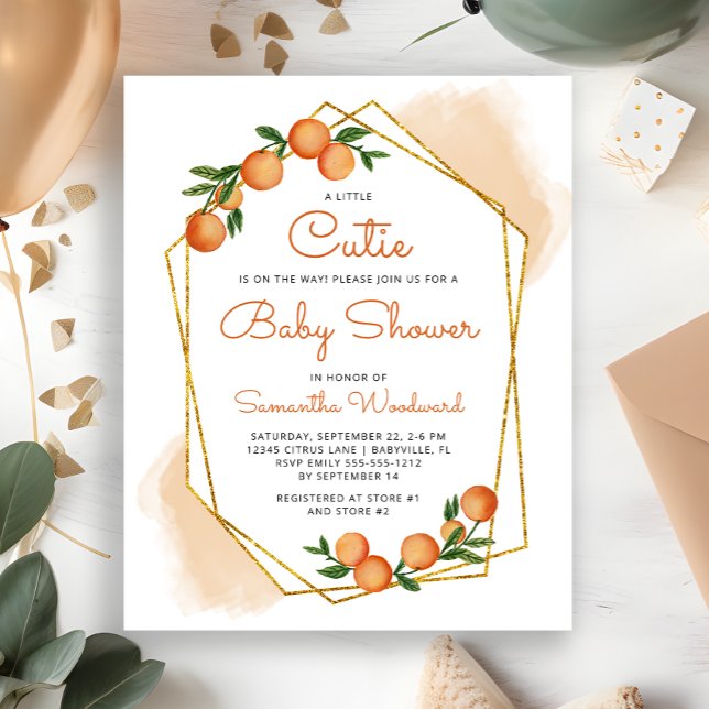 Lámina Invitación a Baby Shower de naranja Little Cutie C (Subido por el creador)