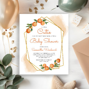 Lámina Invitación a Baby Shower de naranja Little Cutie S