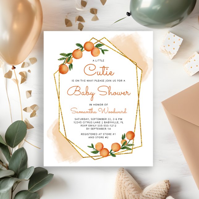 Lámina Invitación a Baby Shower de naranja Little Cutie S (Subido por el creador)