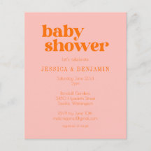Invitación a Baby Shower de Naranja rosa lindo mod