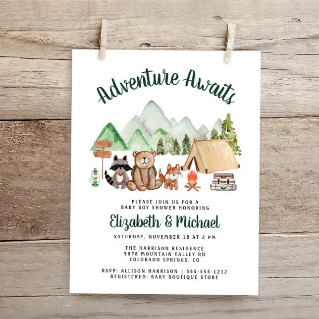 Lámina Invitación a Baby Shower de Parejas Camping Woodla (Subido por el creador)