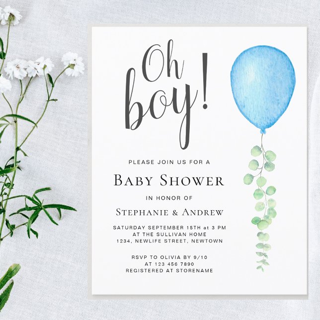 Lámina Invitación a Baby Shower de Parejas con Globo Azul (Subido por el creador)