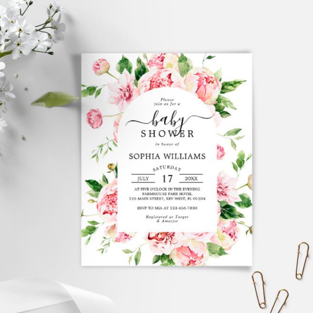 Lámina Invitación a Baby Shower de peones rosados de Rubo (Subido por el creador)
