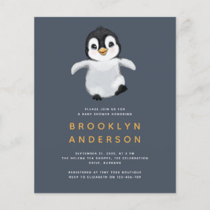Lámina Invitación a Baby Shower de Pingüino Presupuestari