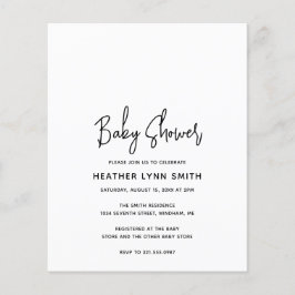 Lámina Invitación a Baby Shower de presupuesto Minimalist