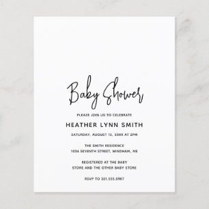 Lámina Invitación a Baby Shower de presupuesto Minimalist