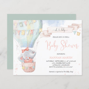 Lámina Invitación a Baby Shower de presupuesto para elefa