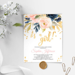 Lámina Invitación a Baby Shower de presupuesto para Rubor