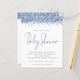 Lámina Invitación a Baby Shower de Purpurina azul de pres