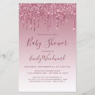 Lámina Invitación a Baby Shower de Purpurina de presupues