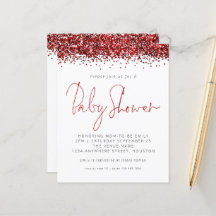 Lámina Invitación a Baby Shower de Purpurina rojo de pres