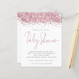 Lámina Invitación a Baby Shower de Purpurina rosado de pr