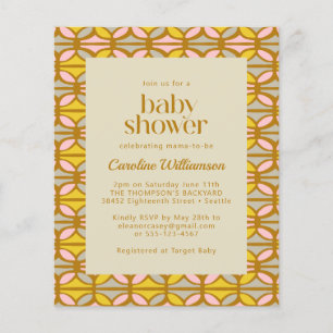 Lámina Invitación a Baby Shower de resumen amarillo y ros