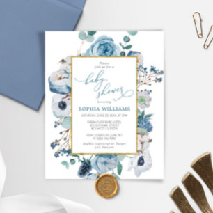 Lámina Invitación a Baby Shower de Rosa azul de invierno
