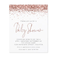 Invitación a Baby Shower de Rosa de presupuesto Pu