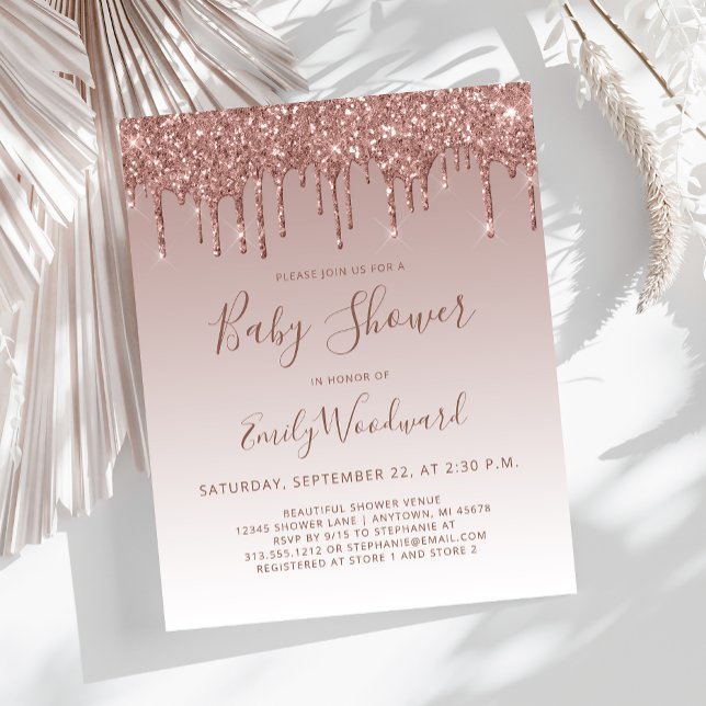 Lámina Invitación a Baby Shower de Rosa de presupuesto Pu (Subido por el creador)