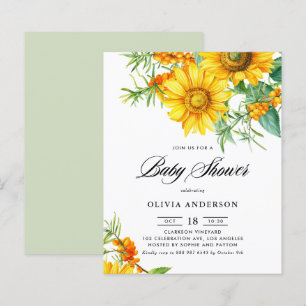 Lámina Invitación a Baby Shower de Sunflower and Sea Buck