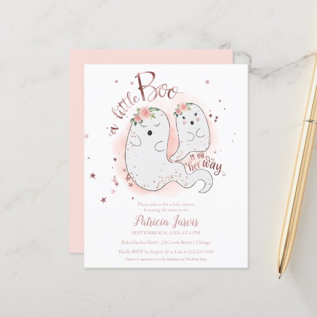 Lámina Invitación a Baby Shower de un Chica de presupuest (Anverso/Reverso In Situ)