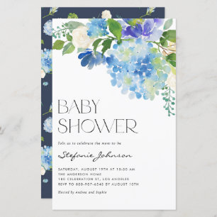 Lámina Invitación a Baby Shower de Watercolor Blue Hydran