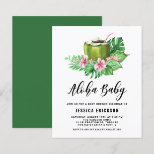 Lámina Invitación a Baby Shower de Watercolor Coconut Alo