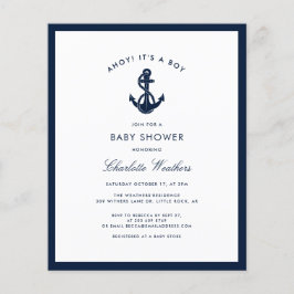 Lámina Invitación a Baby Shower del Ancla Azul de la Mari