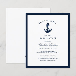 Lámina Invitación a Baby Shower del Ancla Azul de la Mari