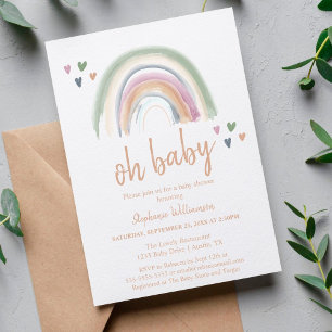 Lámina Invitación a Baby Shower del arcoiris silenciado p