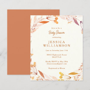 Lámina Invitación a Baby Shower del Boho floral de otoño 