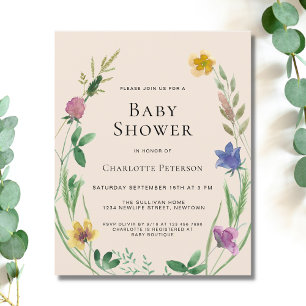 Lámina Invitación a Baby Shower del Boho Wildflower del p