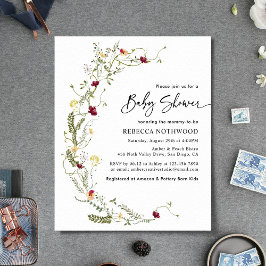 Lámina Invitación a Baby Shower del Boho Wildflower del p