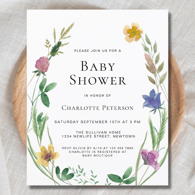 Lámina Invitación a Baby Shower del Boho Wildflower del p (Subido por el creador)